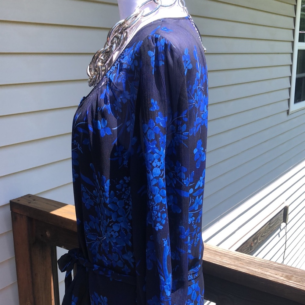 Navy Floral Shirt Dress by Express - Picture 7 of 16